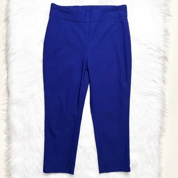 SOLD-Chico’s So Slimming Blue Elastic Waist Pull On Cropped Skinny Pants Size 10 - Picture 2 of 8